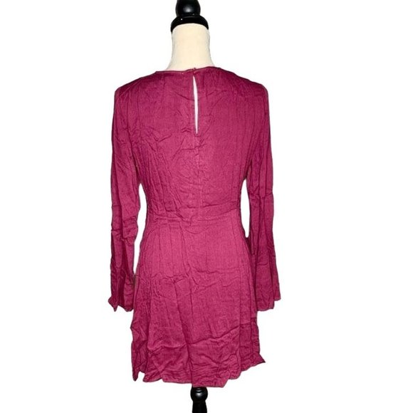 Entro Long Sleeve Burgundy Twist Mini Dress M - Picture 2 of 6